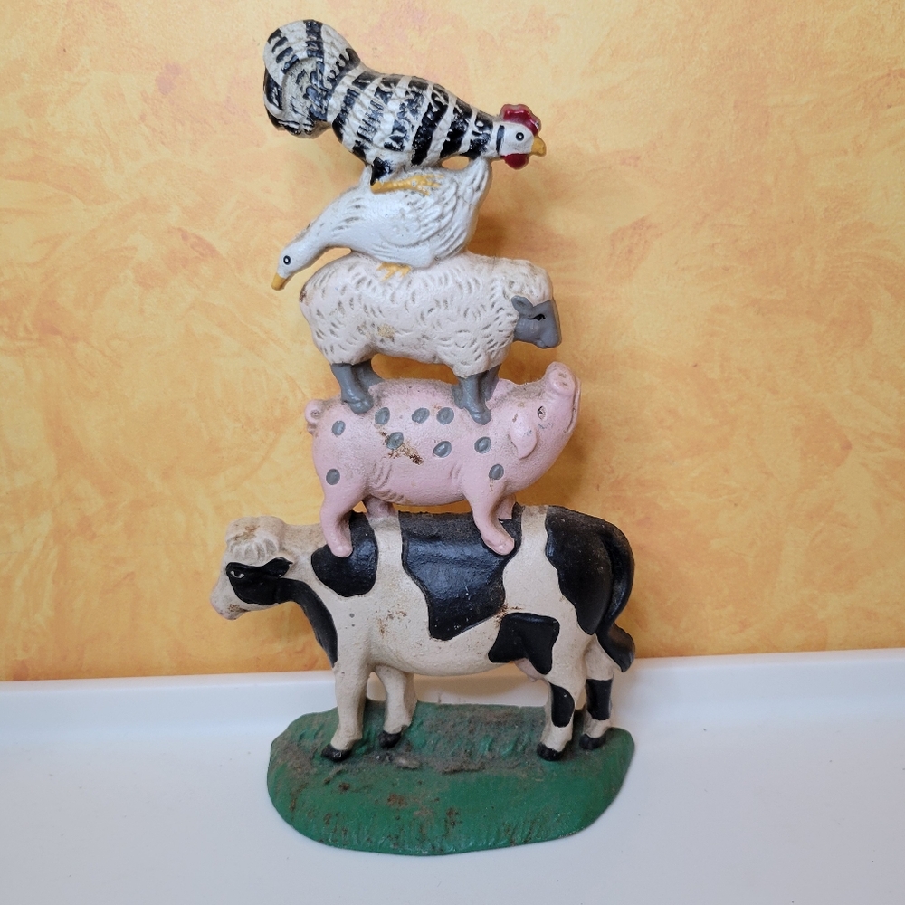 Vtg Farmyard Cast Iron Animal - Chicken / Goose / Sheep / Pig / Cow Doorstop